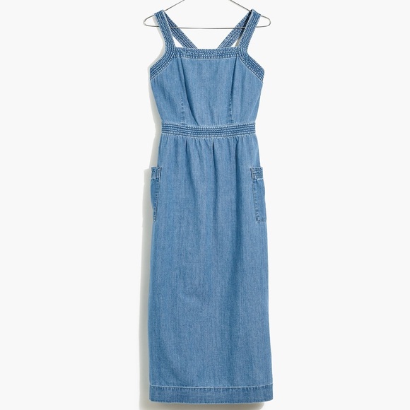 Madewell Tall Denim Apron Midi Dress - Picture 4 of 8